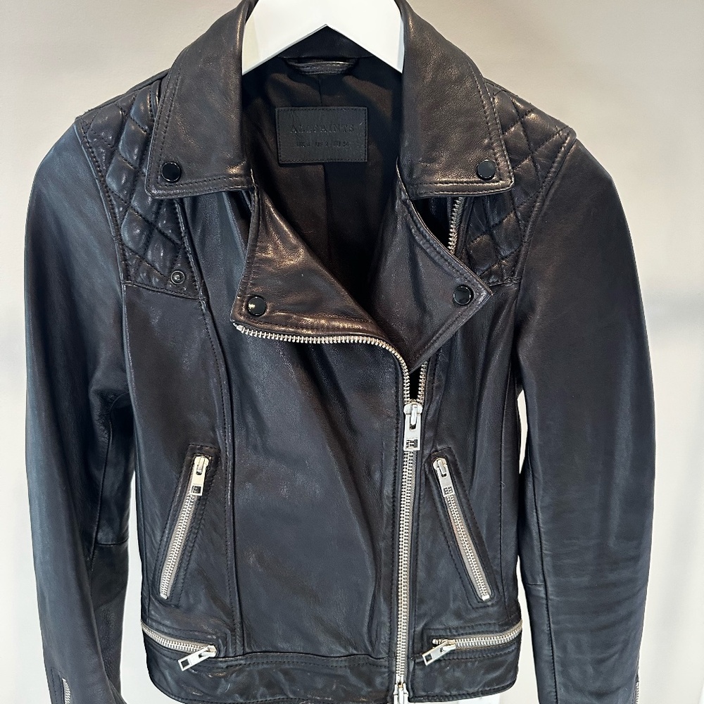 All Saints Conroy Leather Moto Jacket - Picture 2 of 4